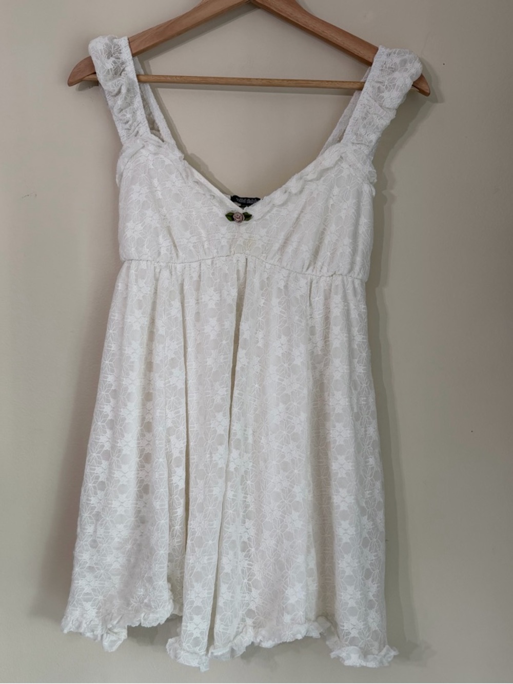 wild fable White Smocked Sundress with Lace Trim